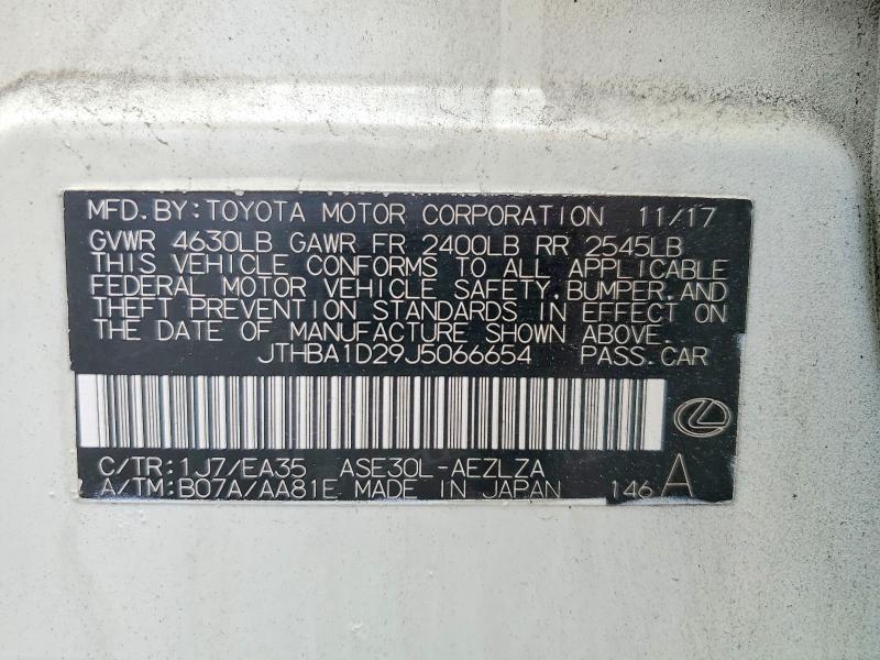 Aukcja sprzedaży 2018 Lexus Is, vin: JTHBA1D29J5066654, numer aukcji: 50930706