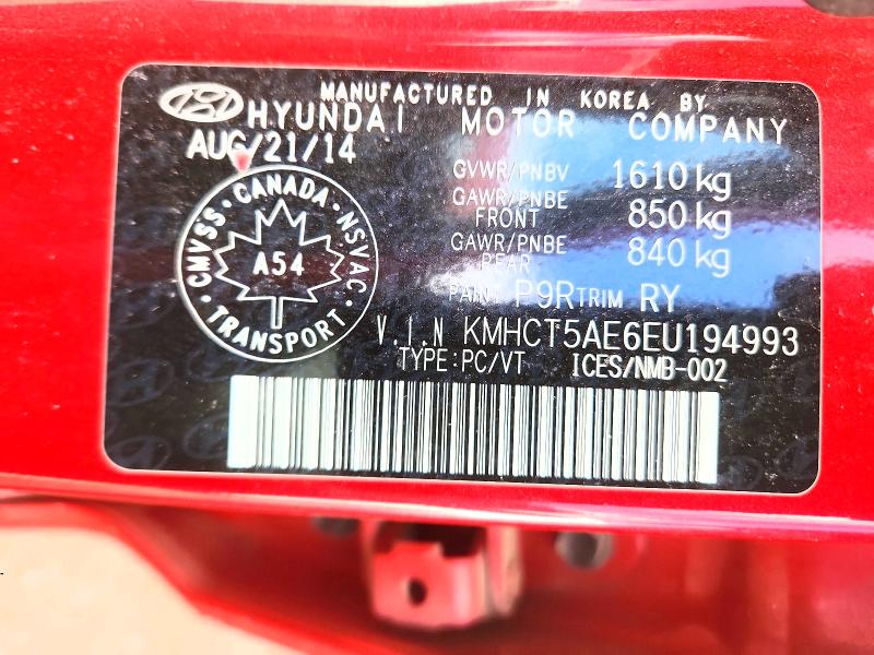 51625566 :رقم المزاد ، KMHCT5AE6EU194993 vin ، 2014 Hyundai Accent مزاد بيع