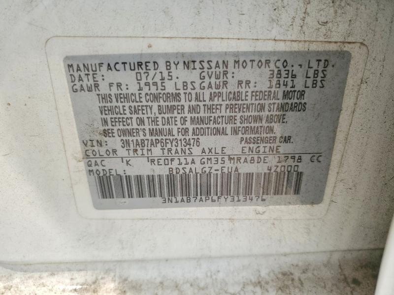 Aukcja sprzedaży 2015 Nissan Sentra, vin: 3N1AB7AP6FY313476, numer aukcji: 50984576
