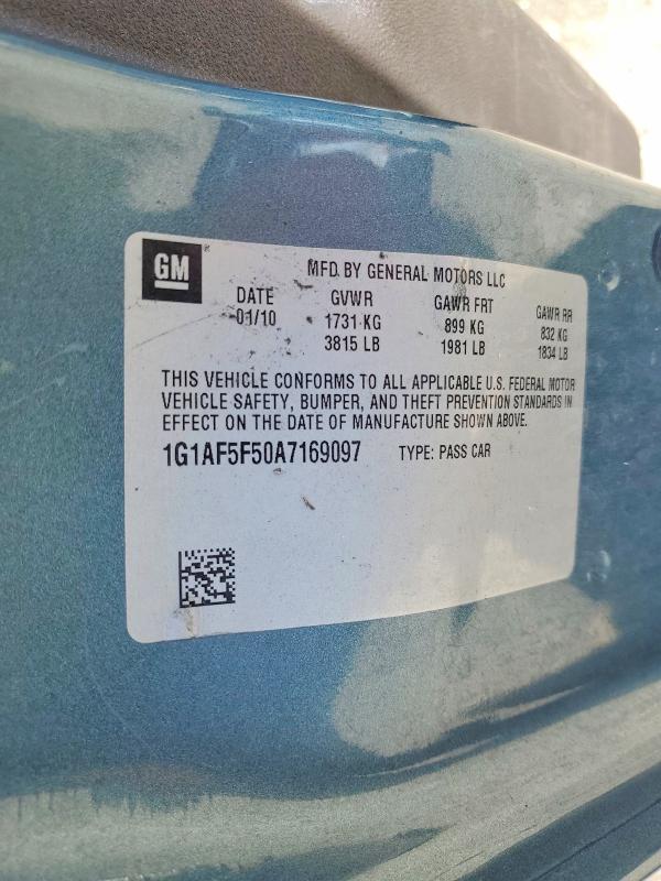 Продаж на аукціоні авто 2010 Chevrolet Cobalt, vin: 1G1AF5F50A7169097, номер лоту: 50217876
