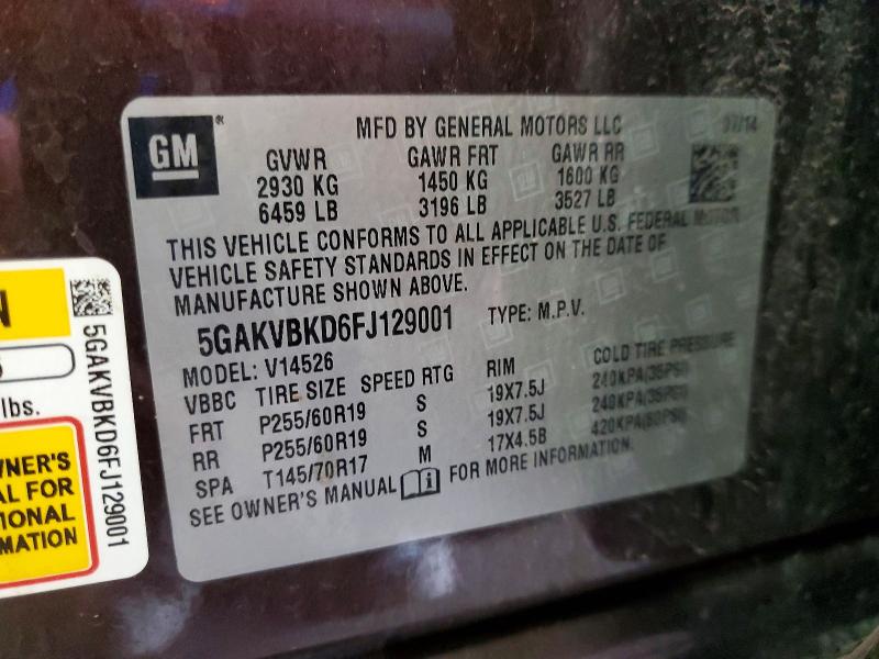 Aukcja sprzedaży 2015 Buick Enclave, vin: 5GAKVBKD6FJ129001, numer aukcji: 50807446