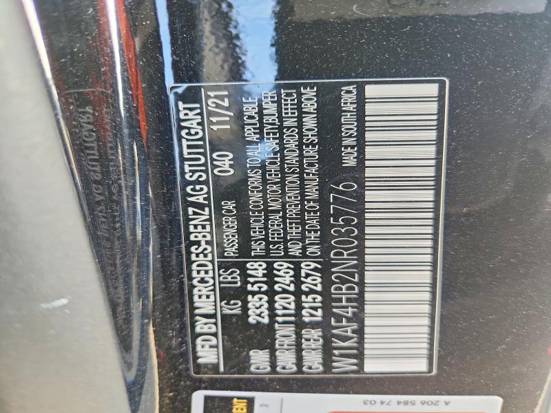 Aukcja sprzedaży 2022 Mercedes-benz C, vin: W1KAF4HB2NR035776, numer aukcji: 50974036