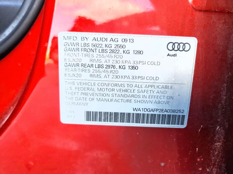 Aukcja sprzedaży 2014 Audi Q5, vin: WA1DGAFP2EA038252, numer aukcji: 51485316