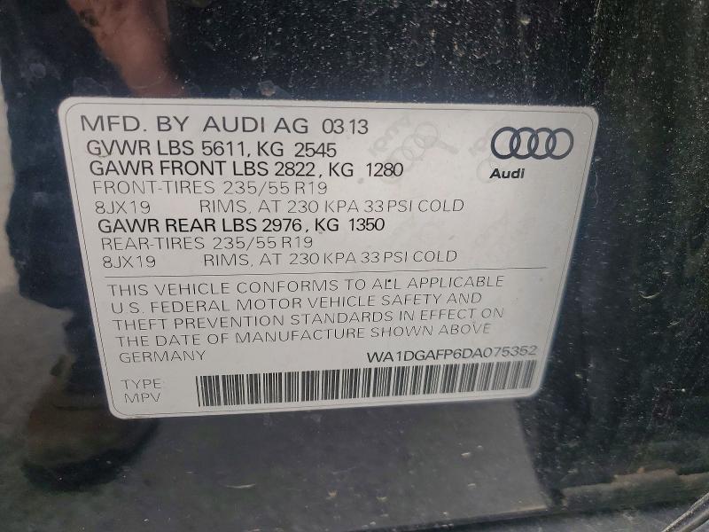 2013 Audi Q5 მანქანა იყიდება აუქციონზე, vin: WA1DGAFP6DA075352, აუქციონის ნომერი: 51366466