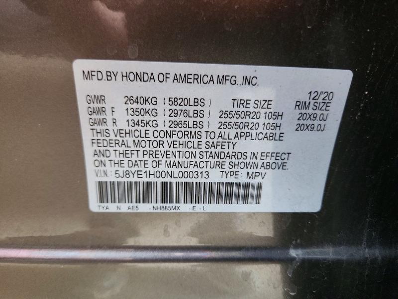 Aukcja sprzedaży 2022 Acura Mdx, vin: 5J8YE1H00NL000313, numer aukcji: 46781186