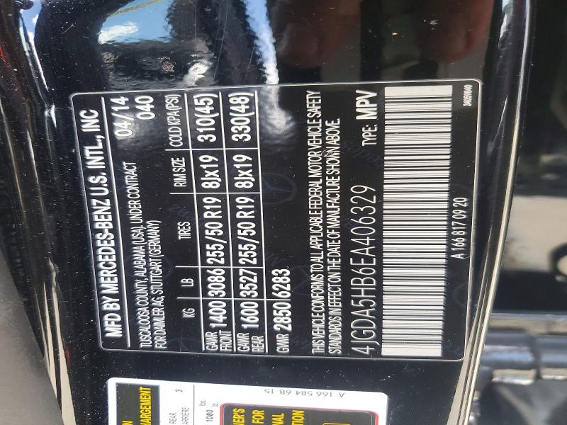 Продаж на аукціоні авто 2014 Mercedes-benz Ml, vin: 4JGDA5HB6EA406329, номер лоту: 49787526