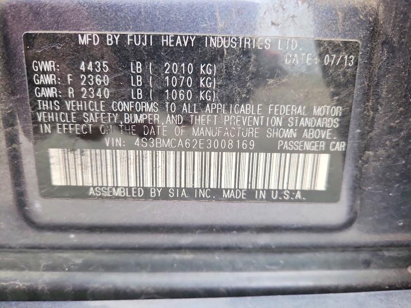 50314446 :رقم المزاد ، 4S3BMCA62E3008169 vin ، 2014 Subaru Legacy مزاد بيع