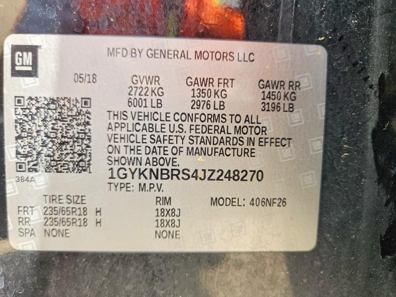 49772456 :رقم المزاد ، 1GYKNBRS4JZ248270 vin ، 2018 Cadillac Xt5 مزاد بيع