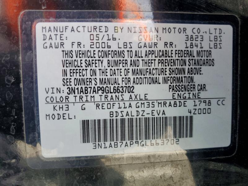 Aukcja sprzedaży 2016 Nissan Sentra, vin: 3N1AB7AP9GL663702, numer aukcji: 48601516