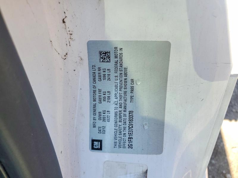 50247306 :رقم المزاد ، 2G1FB1E37C9183378 vin ، 2012 Chevrolet Camaro مزاد بيع