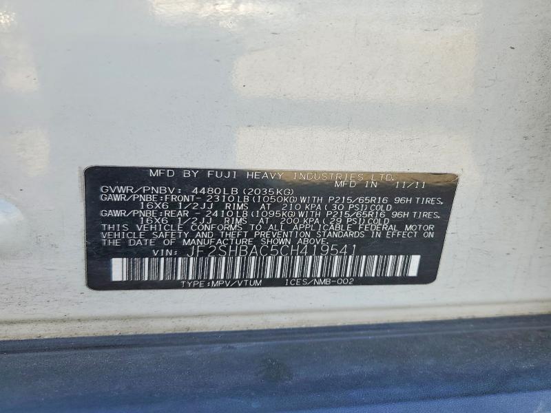 Aukcja sprzedaży 2012 Subaru Forester, vin: JF2SHBAC5CH419541, numer aukcji: 50479896