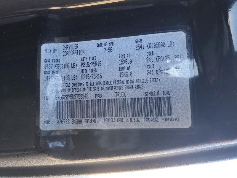 Продажа на аукционе авто 1998 Dodge Dakota, vin: 1B7GG22Y9WS759543, номер лота: 48109526