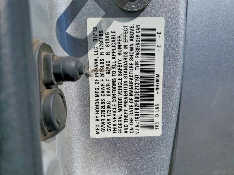 Aukcja sprzedaży 2013 Honda Civic, vin: 19XFB2F89DE213197, numer aukcji: 51368036
