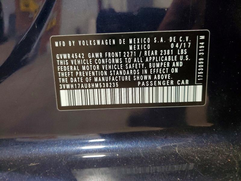 Aukcja sprzedaży 2017 Volkswagen Golf Alltrack, vin: 3VWH17AU8HM538235, numer aukcji: 47044366