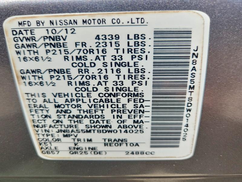 Продажа на аукционе авто 2013 Nissan Rogue, vin: JN8AS5MT8DW014025, номер лота: 50744096