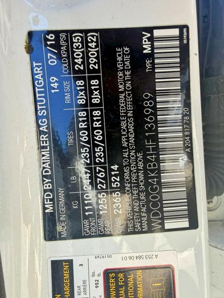 Aukcja sprzedaży 2017 Mercedes-benz Glc, vin: WDC0G4KB4HF136989, numer aukcji: 51536826