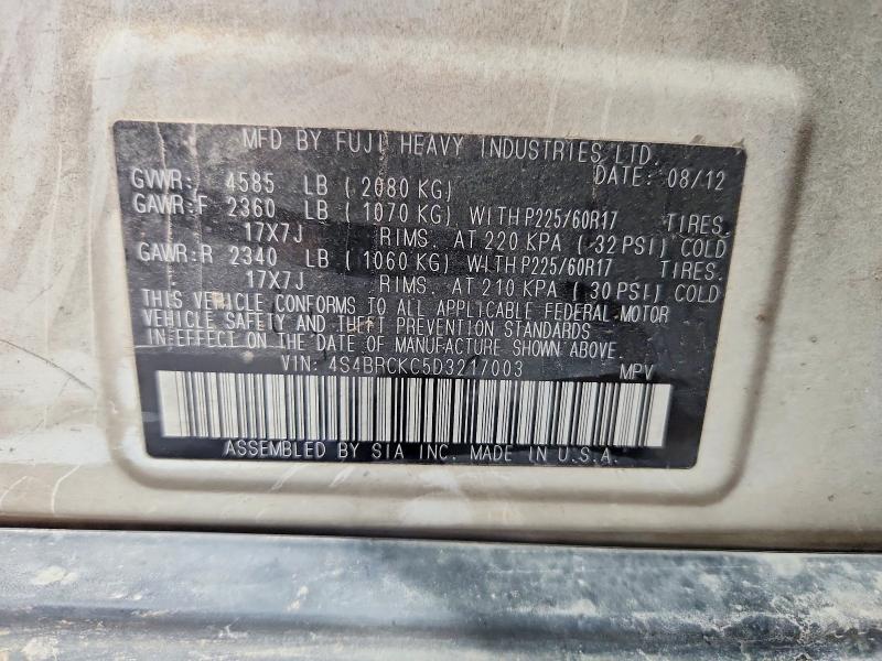 49926586 :رقم المزاد ، 4S4BRCKC5D3217003 vin ، 2013 Subaru Outback مزاد بيع