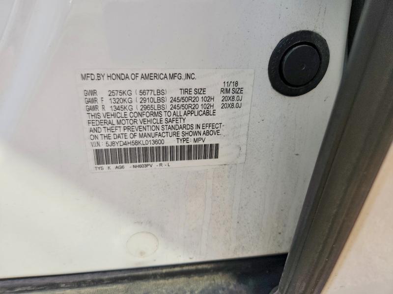 2019 Acura Mdx მანქანა იყიდება აუქციონზე, vin: 5J8YD4H58KL013600, აუქციონის ნომერი: 51488446