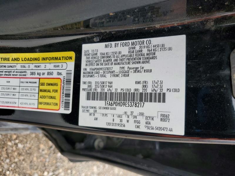 Aukcja sprzedaży 2014 Ford Fusion, vin: 1FA6P0HD9E5378217, numer aukcji: 50587286