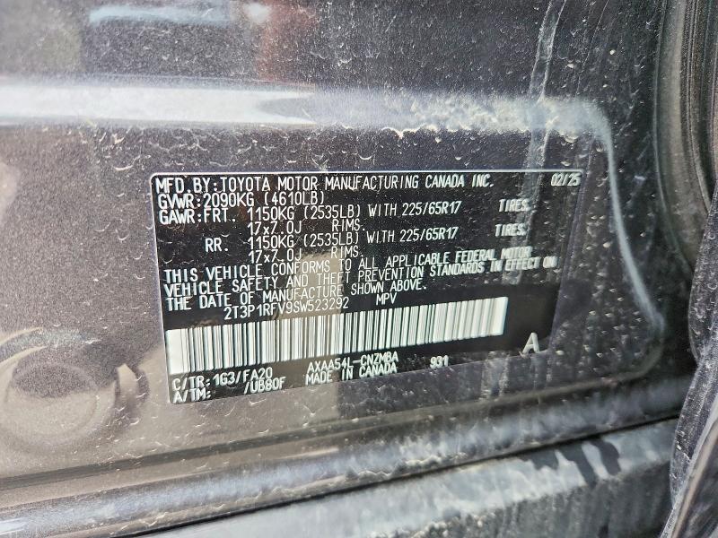 52070256 :رقم المزاد ، 2T3P1RFV9SW523292 vin ، 2025 Toyota Rav4 مزاد بيع