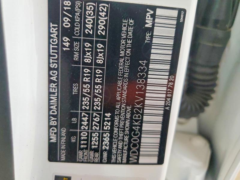 Aukcja sprzedaży 2019 Mercedes-benz Glc, vin: WDC0G4KB2KV138334, numer aukcji: 49649636