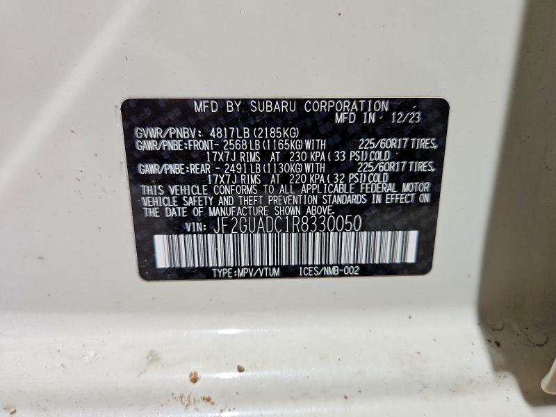51491706 :رقم المزاد ، JF2GUADC1R8330050 vin ، 2024 Subaru Crosstrek مزاد بيع