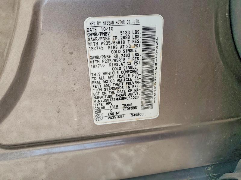 Aukcja sprzedaży 2011 Nissan Murano, vin: JN8AZ1MU3BW052028, numer aukcji: 51285306