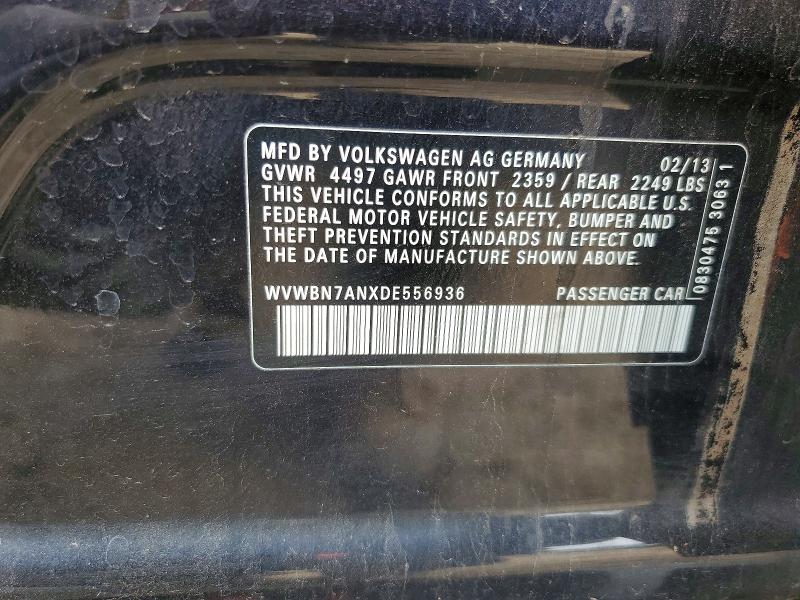 49238736 :رقم المزاد ، WVWBN7ANXDE556936 vin ، 2013 Volkswagen Cc مزاد بيع