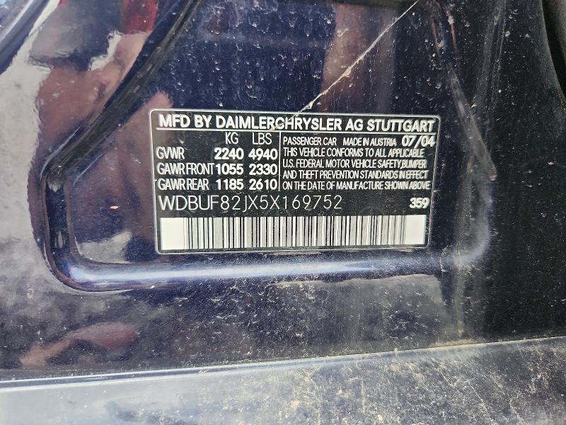 Aukcja sprzedaży 2005 Mercedes-benz E, vin: WDBUF82JX5X169752, numer aukcji: 49460776