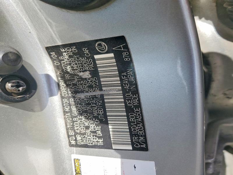 Продажа на аукционе авто 2004 Lexus Is, vin: JTHBD192140087225, номер лота: 50589866
