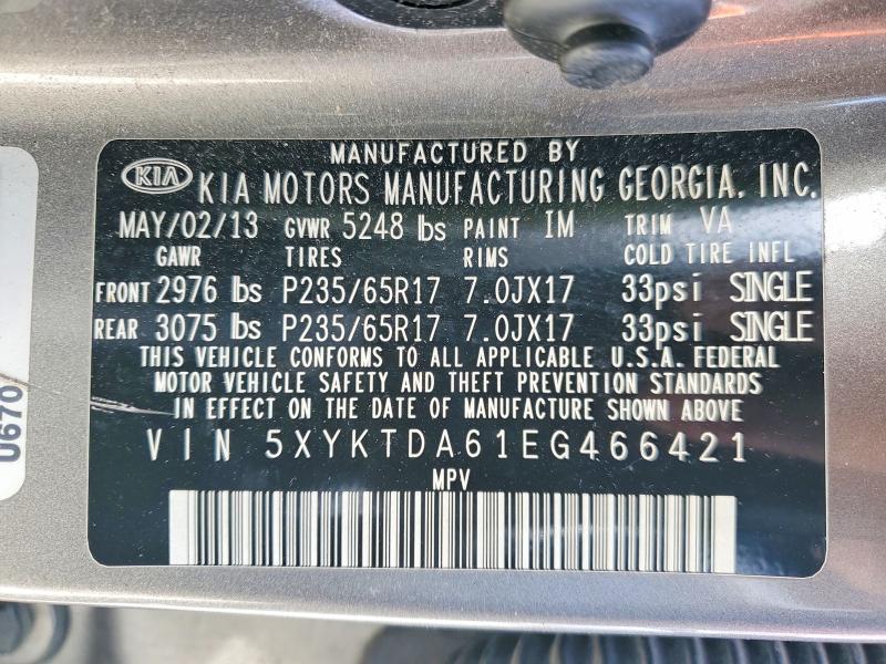 Продаж на аукціоні авто 2014 Kia Sorento, vin: 5XYKTDA61EG466421, номер лоту: 50323426
