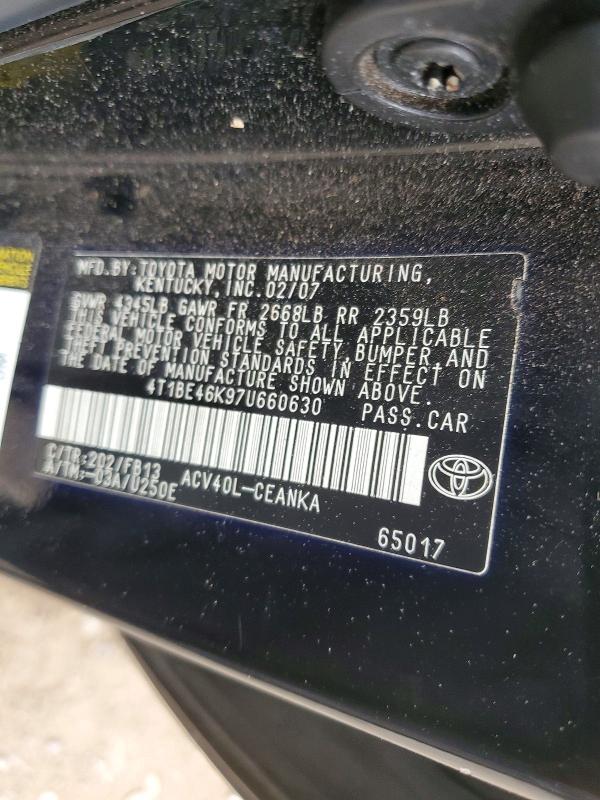 Продаж на аукціоні авто 2007 Toyt Camry, vin: 4T1BE46K97U660630, номер лоту: 51756556