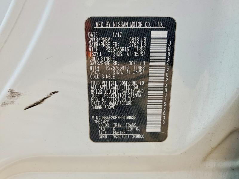 Aukcja sprzedaży 2017 Nissan Quest, vin: JN8AE2KPXH9168638, numer aukcji: 49567856