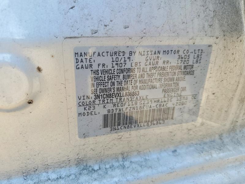48929126 :رقم المزاد ، 3N1CN8EVXLL836863 vin ، 2020 Nissan Versa مزاد بيع