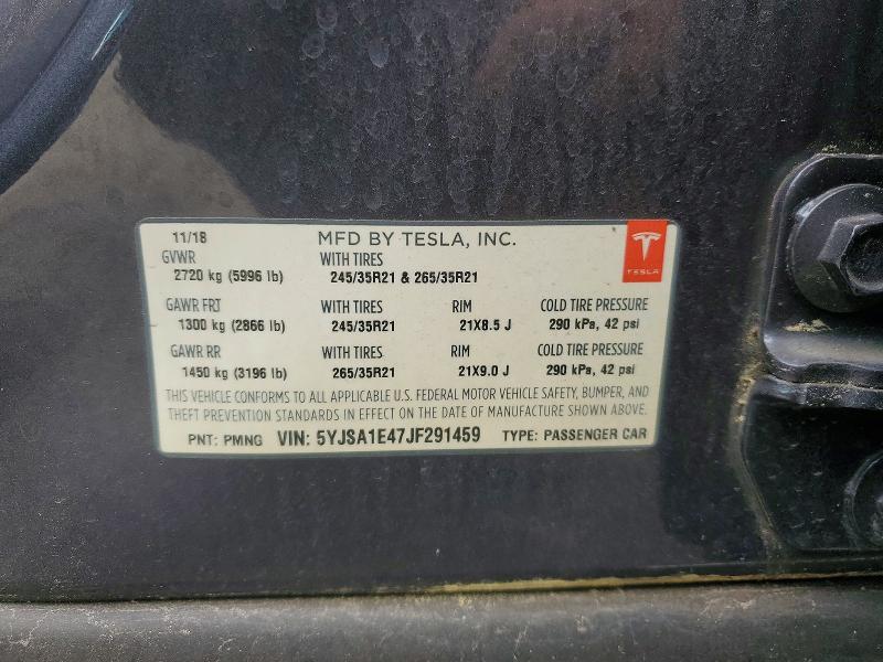 Продажа на аукционе авто 2018 Tesla Model S, vin: 5YJSA1E47JF291459, номер лота: 51652196