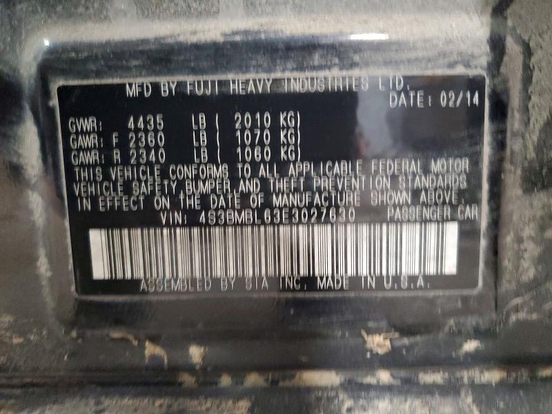 2014 Subaru Legacy მანქანა იყიდება აუქციონზე, vin: 4S3BMBL63E3027630, აუქციონის ნომერი: 49079896