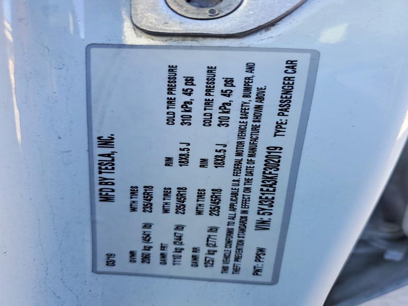 Aukcja sprzedaży 2019 Tesla Model 3, vin: 5YJ3E1EA3KF302019, numer aukcji: 47831876