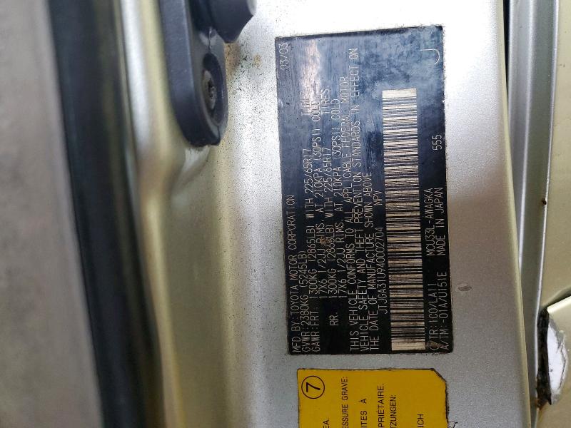 2004 Lexus Rx მანქანა იყიდება აუქციონზე, vin: JTJGA31U940002704, აუქციონის ნომერი: 49933636