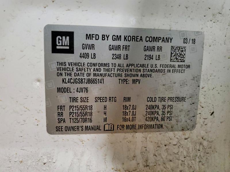 Aukcja sprzedaży 2018 Buick Encore, vin: KL4CJGSB7JB665141, numer aukcji: 49313616