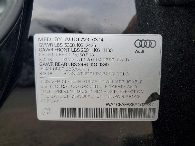 47828896 :رقم المزاد ، WA1CFAFP3EA108887 vin ، 2014 Audi Q5 مزاد بيع
