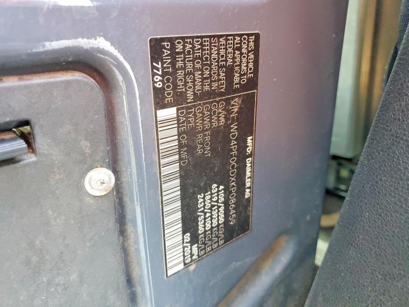 48874946 :رقم المزاد ، WD4PF0CDXKP086459 vin ، 2019 Mercedes Benz Sprinter مزاد بيع