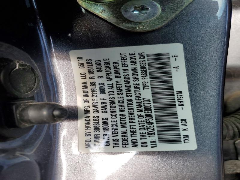 Aukcja sprzedaży 2019 Honda Insight, vin: 19XZE4F50KE000707, numer aukcji: 51715436