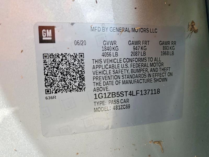 2020 Chevrolet Malibu მანქანა იყიდება აუქციონზე, vin: 1G1ZB5ST4LF137118, აუქციონის ნომერი: 48717926