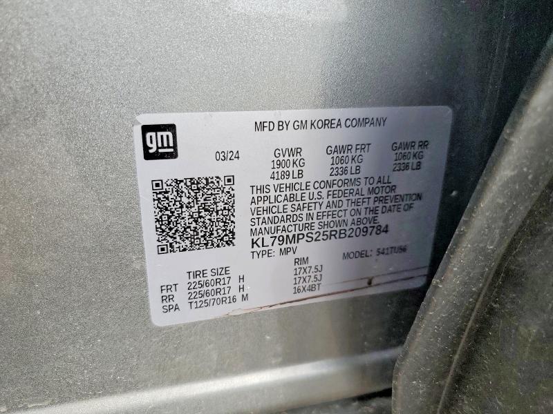 Aukcja sprzedaży 2024 Chevrolet Trailblazer, vin: KL79MPS25RB209784, numer aukcji: 50488816