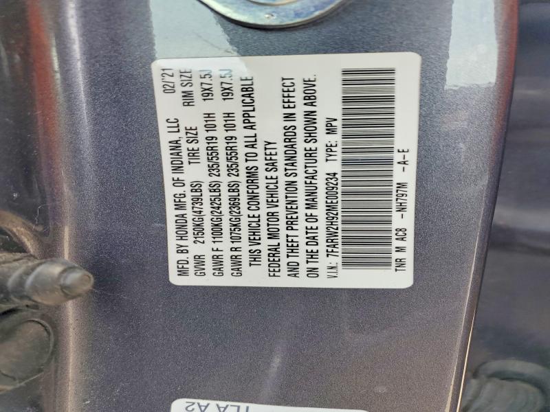 51164986 :رقم المزاد ، 7FARW2H92ME009234 vin ، 2021 Honda Cr-v مزاد بيع