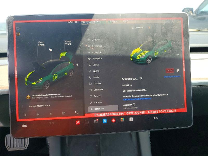 49821136 :رقم المزاد ، 5YJ3E1EA6PF686384 vin ، 2023 Tesla Model 3 مزاد بيع