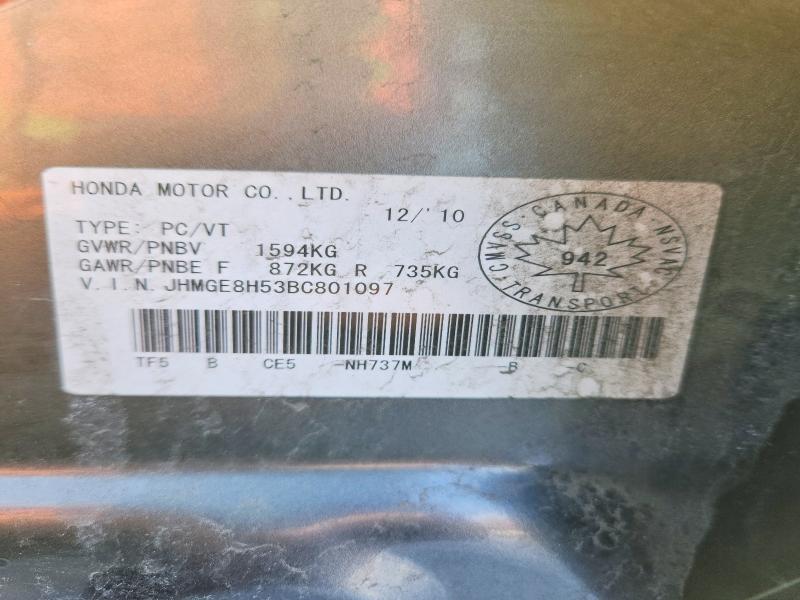 Продажа на аукционе авто 2011 Honda Fit, vin: JHMGE8H53BC801097, номер лота: 48481696