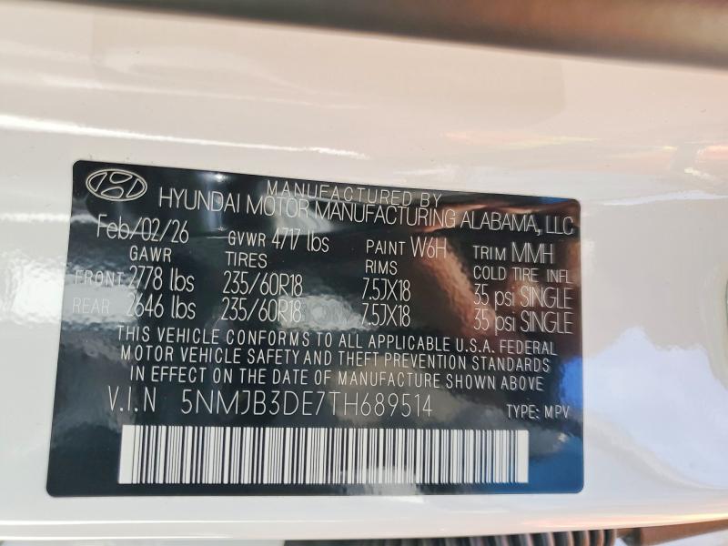 2026 Hyundai Tucson მანქანა იყიდება აუქციონზე, vin: 5NMJB3DE7TH689514, აუქციონის ნომერი: 49320396