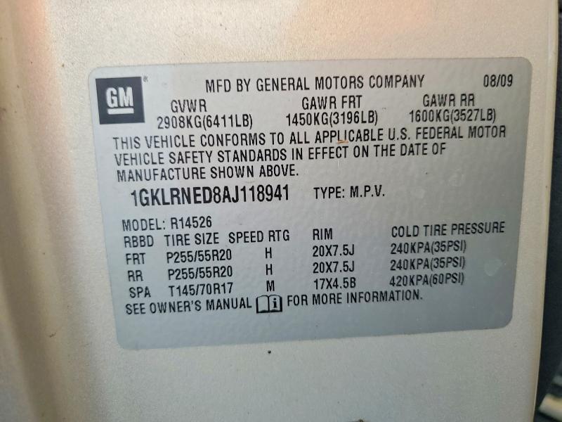 Aukcja sprzedaży 2010 Gmc Acadia, vin: 1GKLRNED8AJ118941, numer aukcji: 49775806