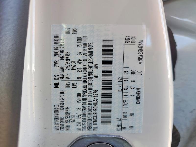 Aukcja sprzedaży 2022 Ford Escape, vin: 1FMCU9H90NUA11276, numer aukcji: 48755726